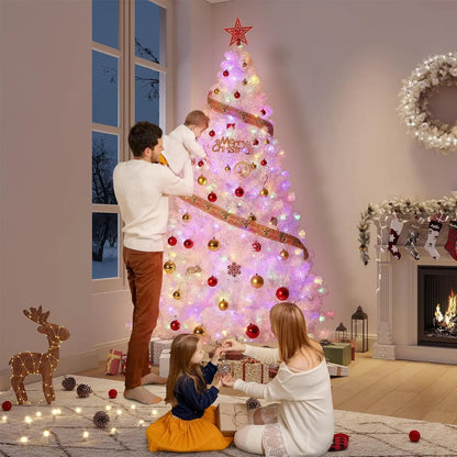 4.5/6/7.5/9Ft Prelit Christmas Tree Rose Gold Tinsel Christmas Tree With Warm White Led Lights Sparkle Xmas Decorations For Home - Blu Lotus Boutique
