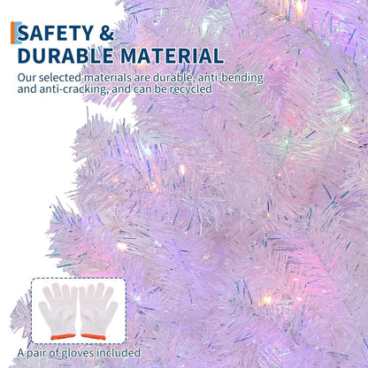 4.5/6/7.5/9Ft Prelit Christmas Tree Rose Gold Tinsel Christmas Tree With Warm White Led Lights Sparkle Xmas Decorations For Home - Blu Lotus Boutique