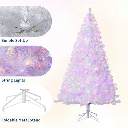 4.5/6/7.5/9Ft Prelit Christmas Tree Rose Gold Tinsel Christmas Tree With Warm White Led Lights Sparkle Xmas Decorations For Home - Blu Lotus Boutique