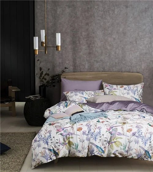4/6Pcs Luxury Egyptian Cotton Soft Bedding Set Queen King Family size Bright Leaves Duvet Cover Flat sheet set Fitted sheet - Blu Lotus Boutique