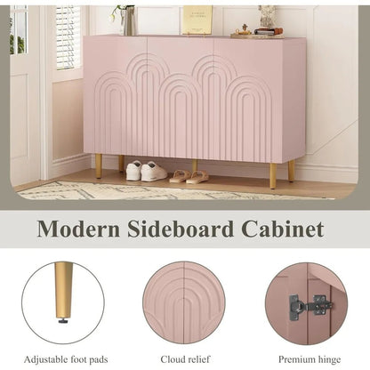 47" Accent Cabinet with Cloud Relief, Sideboard Buffet Cabinet with 3 Doors, Modern Decorative Credenza with Storage fo - Blu Lotus Boutique