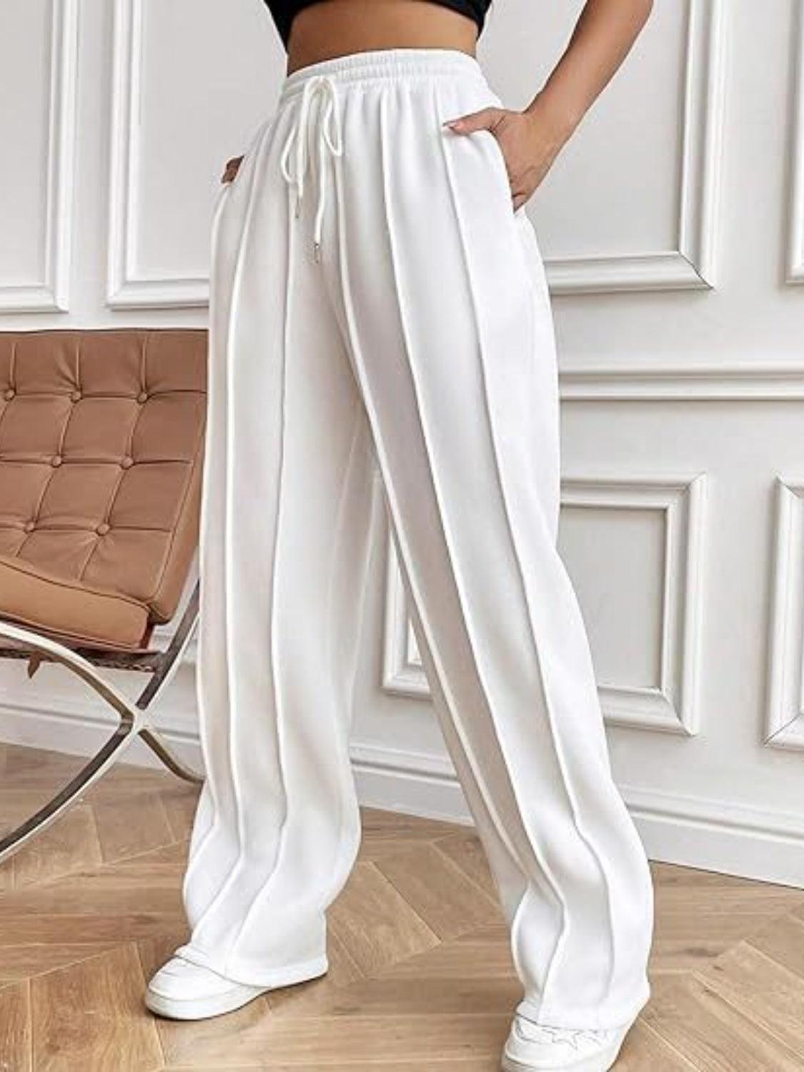 Drawstring Wide Leg Pants with Pockets - Blu Lotus Boutique