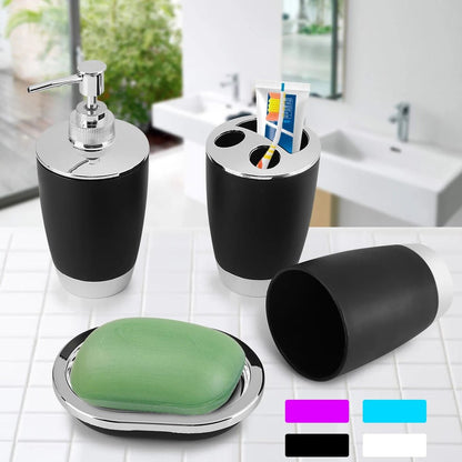 4Pcs/Set Bathroom Suit Accessories Includes Cup Toothbrush Holder Soap Dish Dispenser Bathroom Suit Accessories - Blu Lotus Boutique