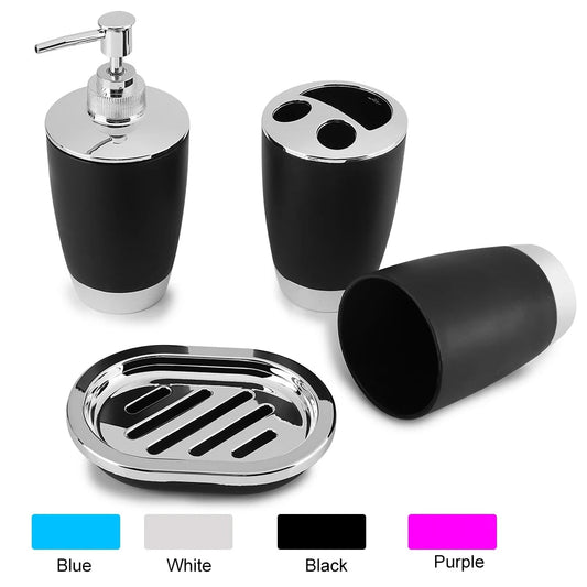 4Pcs/Set Bathroom Suit Accessories Includes Cup Toothbrush Holder Soap Dish Dispenser Bathroom Suit Accessories - Blu Lotus Boutique