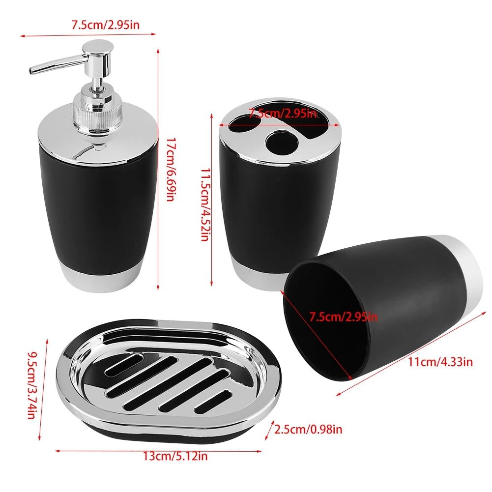 4Pcs/Set Bathroom Suit Accessories Includes Cup Toothbrush Holder Soap Dish Dispenser Bathroom Suit Accessories - Blu Lotus Boutique