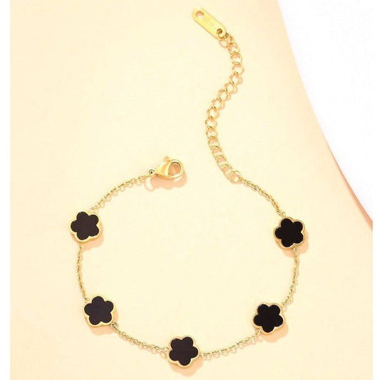 5 Leaf Clover Stainless Steel Link Chain Bracelet - Blu Lotus Boutique