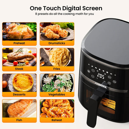 5 Quart Digital Display Air Fryer Toaster Oven Combo with 8 Cooking Presets Oilless Cooker,Visible Window,Dishwasher Safe Basket - Blu Lotus Boutique