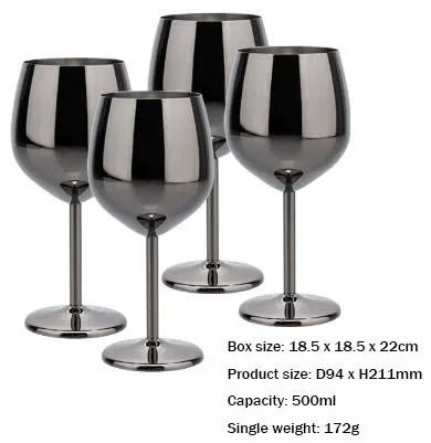 500ml Rainbow Stainless Steel Luxury Wine Glasses Gift Set of 1/2/4 PCS Shatterproof Cocktail Goblets for Parties, Outdoor, Bar - Blu Lotus Boutique