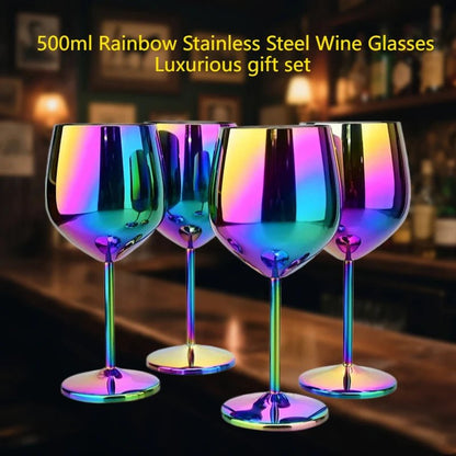 500ml Rainbow Stainless Steel Luxury Wine Glasses Gift Set of 1/2/4 PCS Shatterproof Cocktail Goblets for Parties, Outdoor, Bar - Blu Lotus Boutique