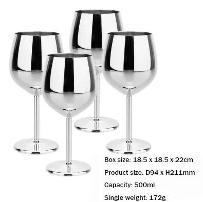 500ml Rainbow Stainless Steel Luxury Wine Glasses Gift Set of 1/2/4 PCS Shatterproof Cocktail Goblets for Parties, Outdoor, Bar - Blu Lotus Boutique