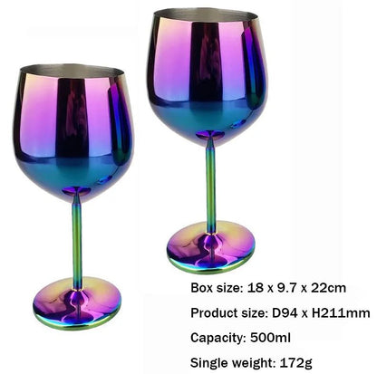 500ml Rainbow Stainless Steel Luxury Wine Glasses Gift Set of 1/2/4 PCS Shatterproof Cocktail Goblets for Parties, Outdoor, Bar - Blu Lotus Boutique