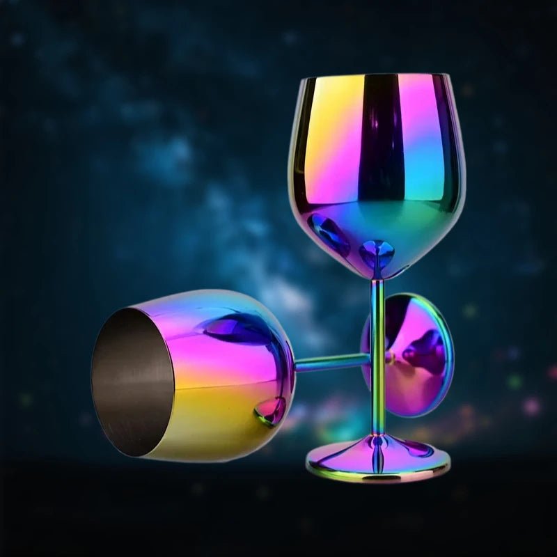 500ml Rainbow Stainless Steel Luxury Wine Glasses Gift Set of 1/2/4 PCS Shatterproof Cocktail Goblets for Parties, Outdoor, Bar - Blu Lotus Boutique