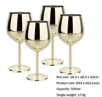 500ml Rainbow Stainless Steel Luxury Wine Glasses Gift Set of 1/2/4 PCS Shatterproof Cocktail Goblets for Parties, Outdoor, Bar - Blu Lotus Boutique
