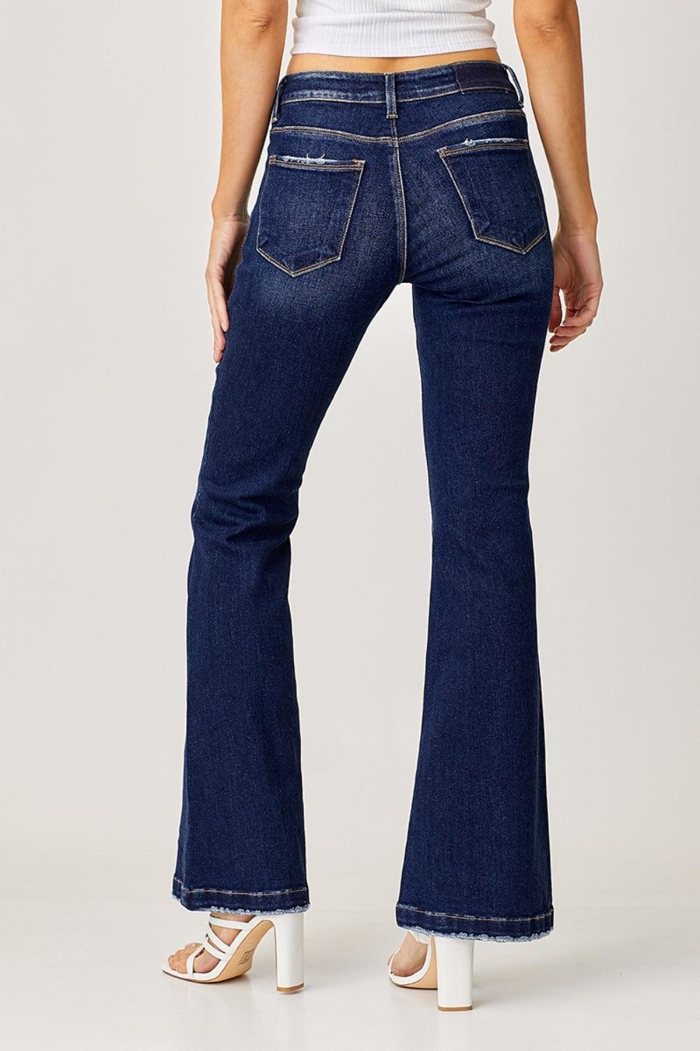 RISEN Full Size Low Rise Flare Jeans - Blu Lotus Boutique