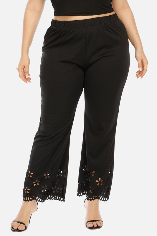 Plus Size Openwork Detail Pants - Blu Lotus Boutique