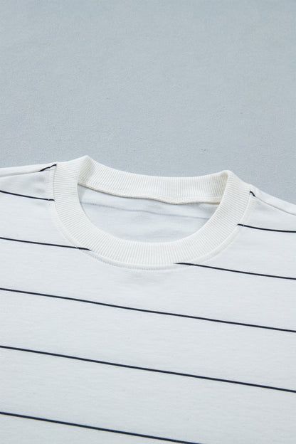 Stripe Short Sleeve Tee & Drawstring Shorts Set