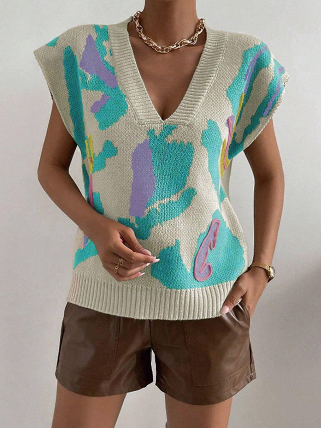 Color Block V-Neck Sweater Vest - Blu Lotus Boutique