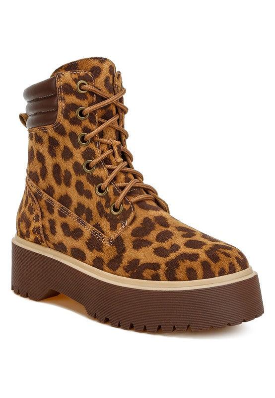 Ujola High Ankle Leopard Print Suede Boots - Blu Lotus Boutique