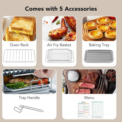 6 - in - 1 Air Fryer Toaster Oven Combo, 12L Air Fryer with Steam Infusion, Mild Steaming Convection Toaster Oven with Fast Preheat, - Blu Lotus Boutique