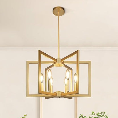 6 - Light Gold Pendant Light, Modern Farmhouse Dining Room Light - Blu Lotus Boutique