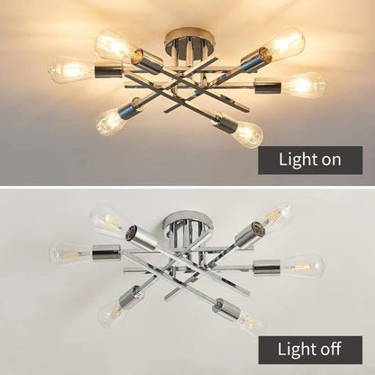 6 - Lights Semi Flush Mount Ceiling Light Fixture Modern Chrome Matte - Blu Lotus Boutique