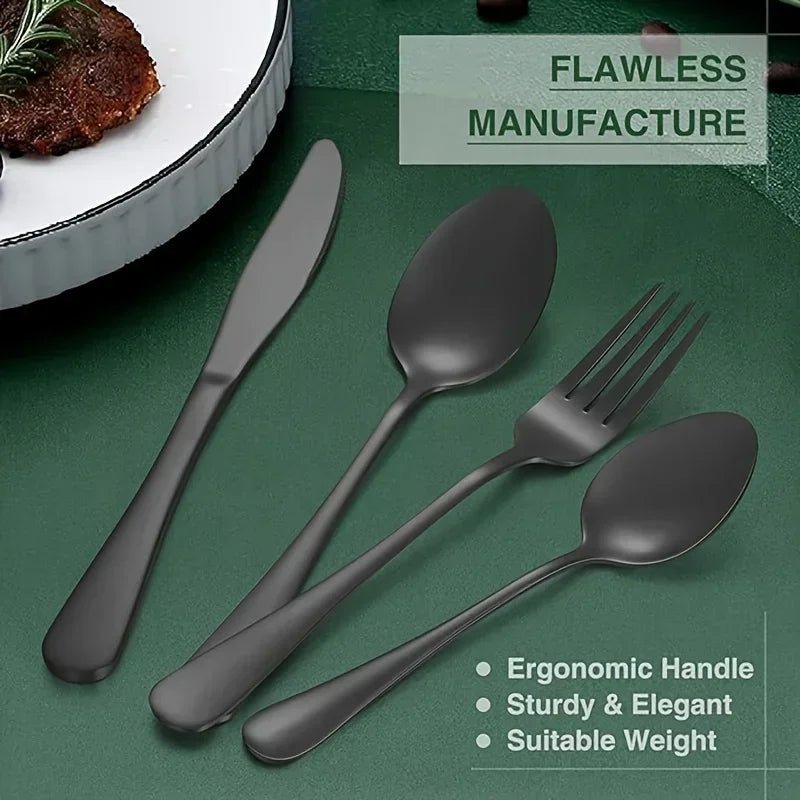 60 Pieces Cutlery Set with Drawer Storage Box Including Knives, Forks Spoons Dishwasher Safe Suitable Dinnerware Set - Blu Lotus Boutique