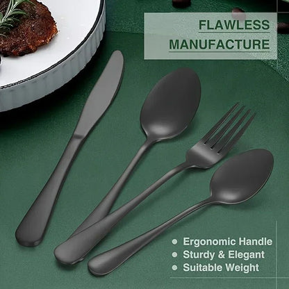 60 Pieces Cutlery Set with Drawer Storage Box Including Knives, Forks Spoons Dishwasher Safe Suitable Dinnerware Set - Blu Lotus Boutique