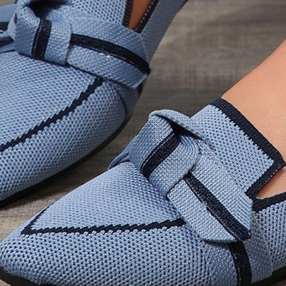 Bow Contrast Trim Point Toe Loafers - Blu Lotus Boutique