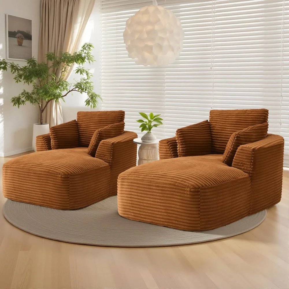 "65" Corduroy Boneless Sofa - Luxurious Oversized Chaise Lounge with Deep Seat, Reading/Sleeper Chair for Living Room" - Blu Lotus Boutique