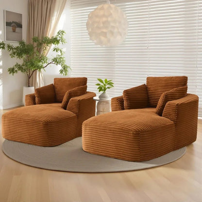 "65" Corduroy Boneless Sofa - Luxurious Oversized Chaise Lounge with Deep Seat, Reading/Sleeper Chair for Living Room" - Blu Lotus Boutique