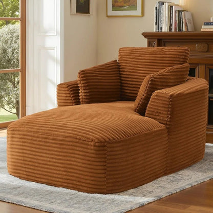 "65" Corduroy Boneless Sofa - Luxurious Oversized Chaise Lounge with Deep Seat, Reading/Sleeper Chair for Living Room" - Blu Lotus Boutique