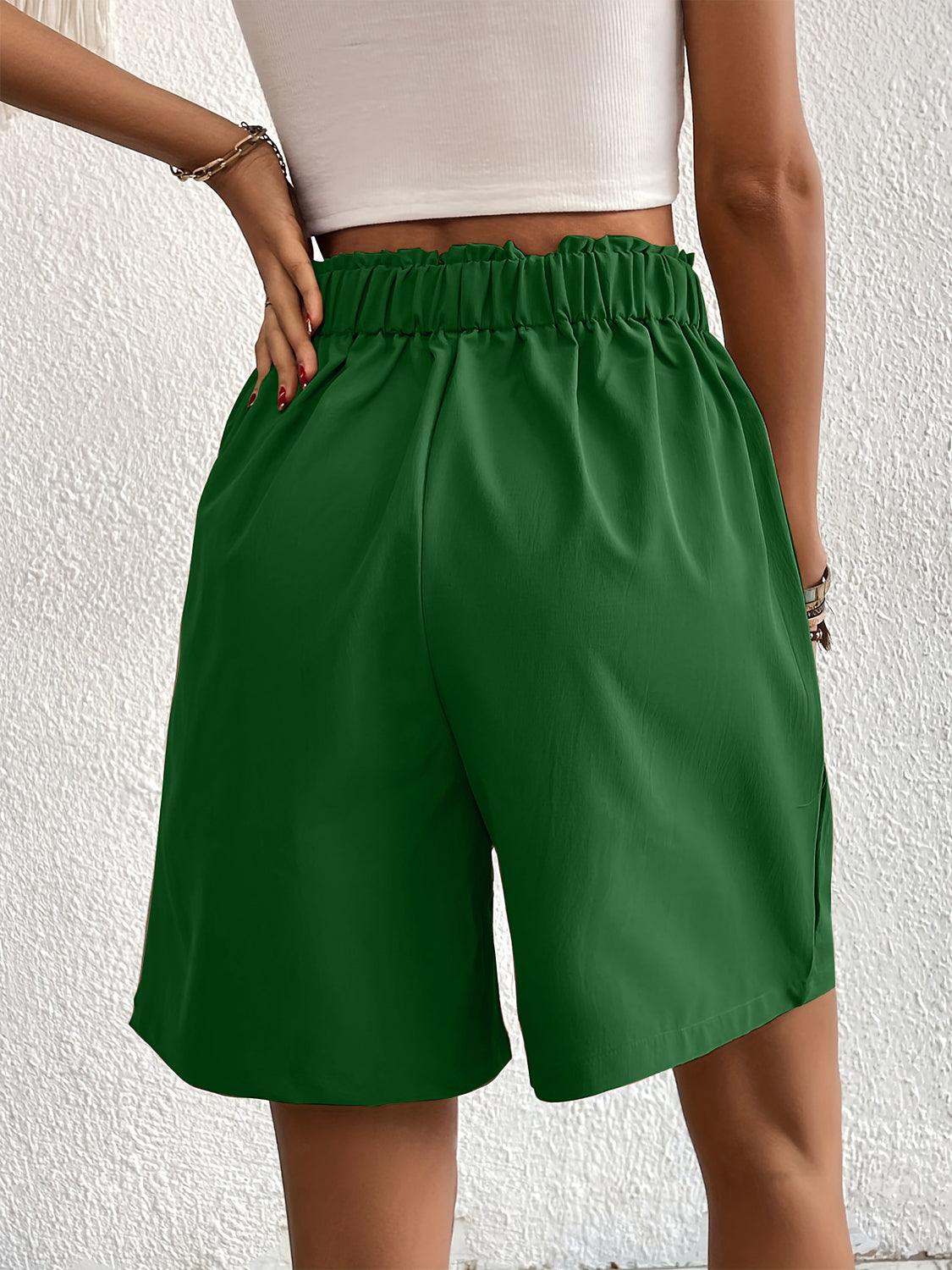 Pocketed Half Elastic Waist Shorts - Blu Lotus Boutique