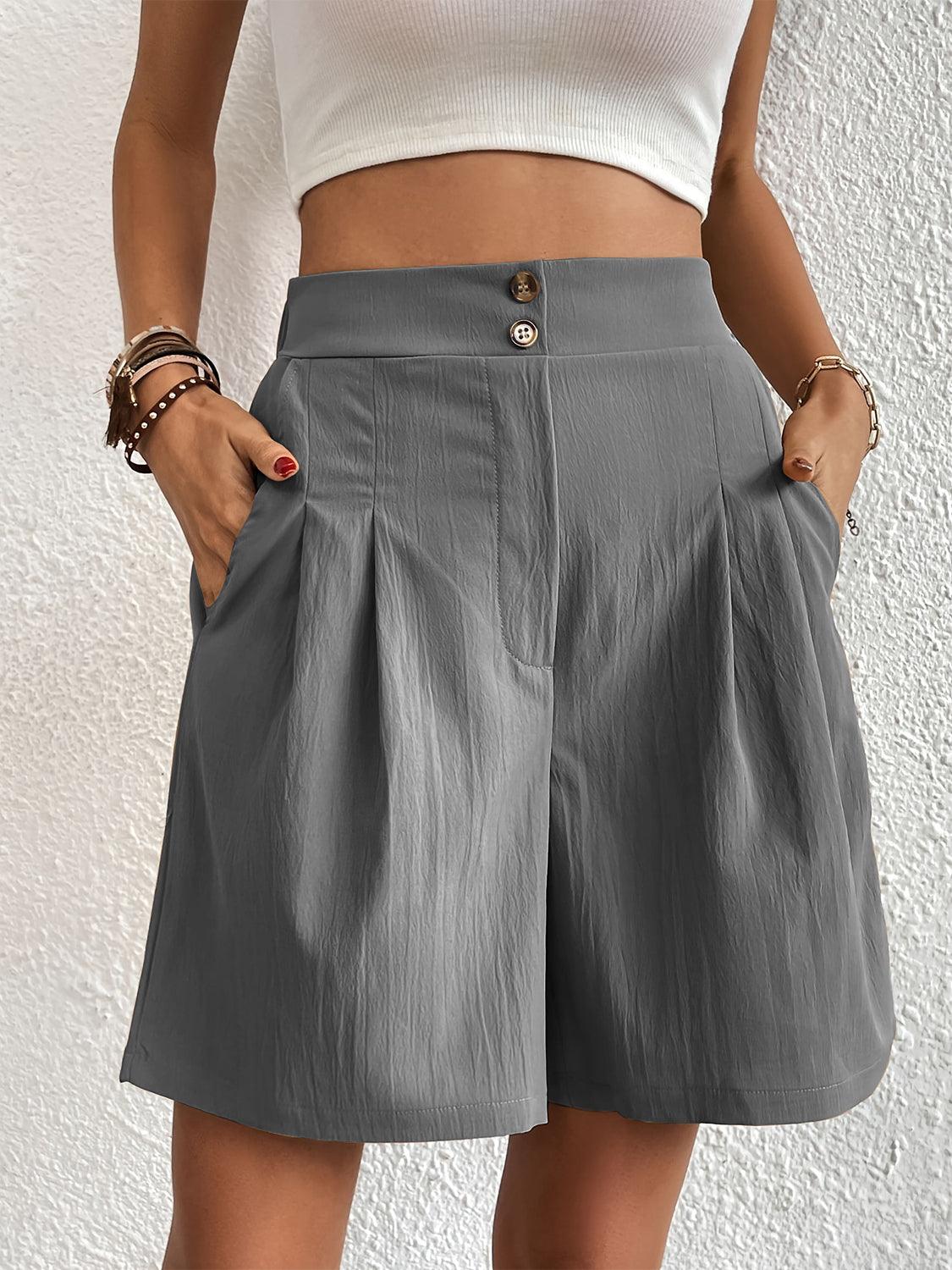 Pocketed Half Elastic Waist Shorts - Blu Lotus Boutique