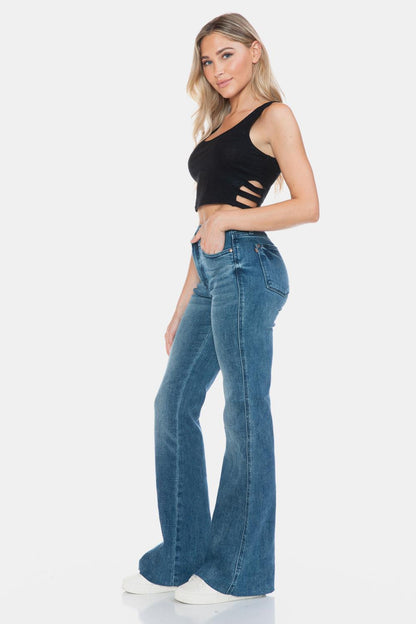 Judy Blue Full Size Tummy Control Cut Hem Flare Jeans - Blu Lotus Boutique