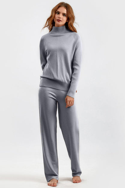 Basic Bae Turtleneck Raglan Sleeve Top and Pants Sweater Set