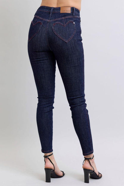 Judy Blue Full Size Heart Shaped Back Pockets Skinny Jeans - Blu Lotus Boutique