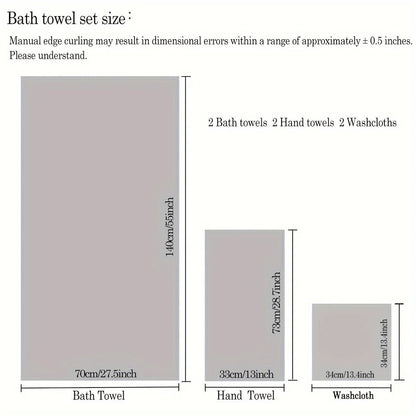 6pcs Cotton Bath Towel Set | 2 Bath Towels, 2 Hand Towels, 2 Washcloths | Soft, Moisture - Absorbing | Bathroom Supplies. - Blu Lotus Boutique