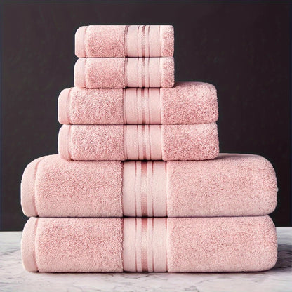 6pcs Cotton Bath Towel Set | 2 Bath Towels, 2 Hand Towels, 2 Washcloths | Soft, Moisture - Absorbing | Bathroom Supplies. - Blu Lotus Boutique