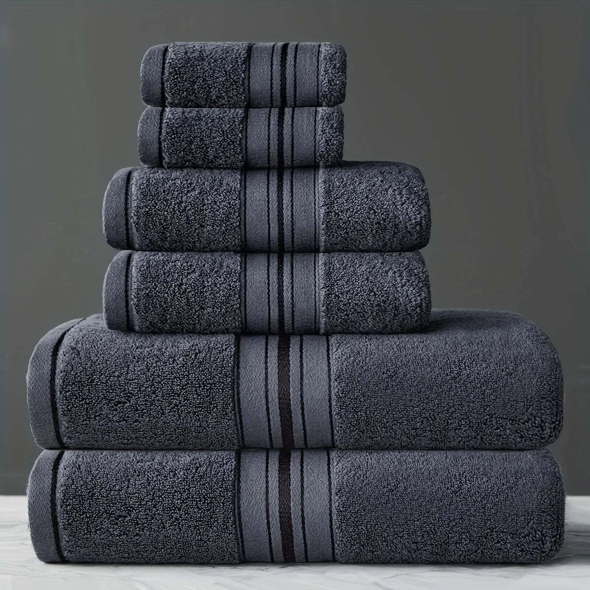 6pcs Cotton Bath Towel Set | 2 Bath Towels, 2 Hand Towels, 2 Washcloths | Soft, Moisture - Absorbing | Bathroom Supplies. - Blu Lotus Boutique