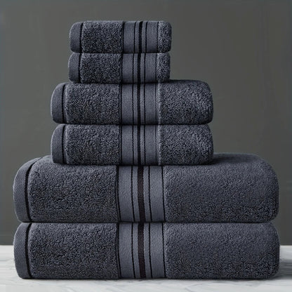 6pcs Cotton Bath Towel Set | 2 Bath Towels, 2 Hand Towels, 2 Washcloths | Soft, Moisture - Absorbing | Bathroom Supplies. - Blu Lotus Boutique
