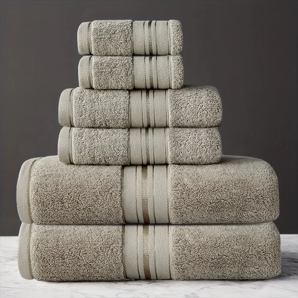 6pcs Cotton Bath Towel Set | 2 Bath Towels, 2 Hand Towels, 2 Washcloths | Soft, Moisture - Absorbing | Bathroom Supplies. - Blu Lotus Boutique
