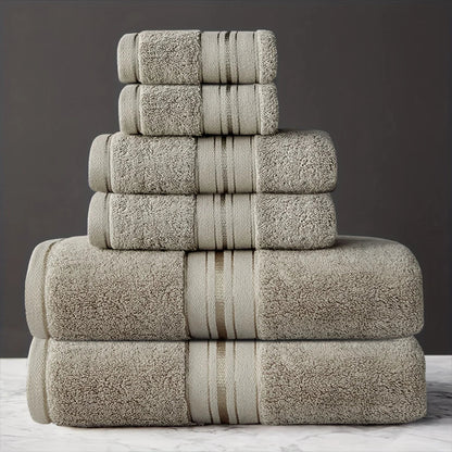 6pcs Cotton Bath Towel Set | 2 Bath Towels, 2 Hand Towels, 2 Washcloths | Soft, Moisture - Absorbing | Bathroom Supplies. - Blu Lotus Boutique