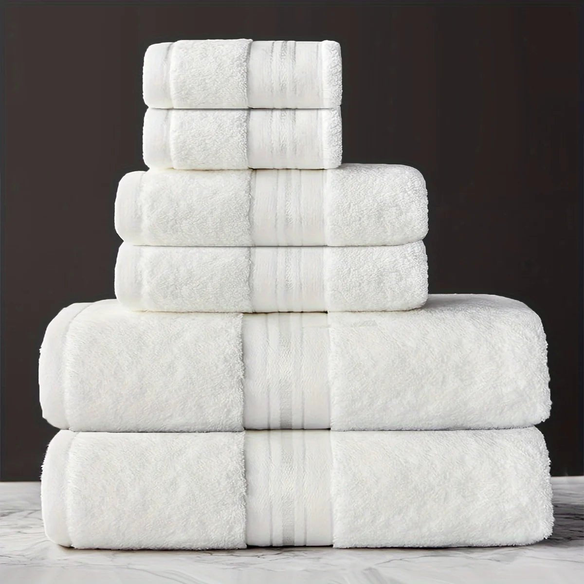 6pcs Cotton Bath Towel Set | 2 Bath Towels, 2 Hand Towels, 2 Washcloths | Soft, Moisture - Absorbing | Bathroom Supplies. - Blu Lotus Boutique