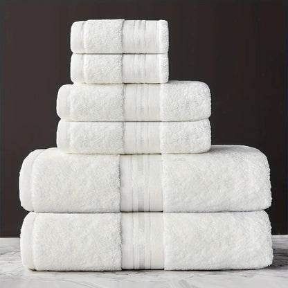 6pcs Cotton Bath Towel Set | 2 Bath Towels, 2 Hand Towels, 2 Washcloths | Soft, Moisture - Absorbing | Bathroom Supplies. - Blu Lotus Boutique