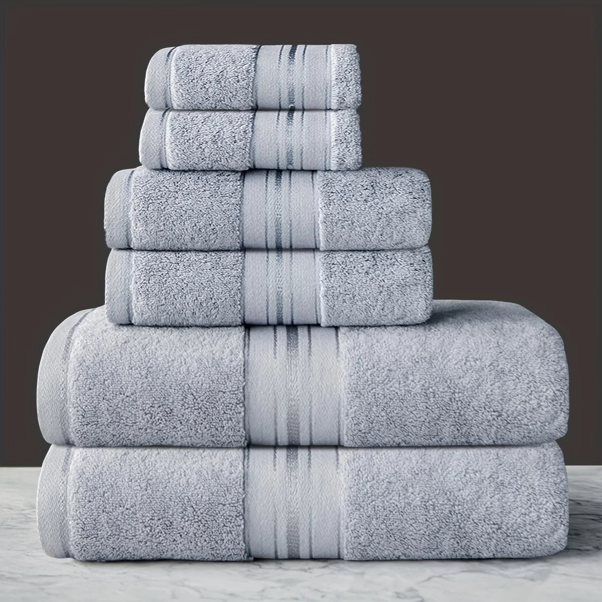 6pcs Cotton Bath Towel Set | 2 Bath Towels, 2 Hand Towels, 2 Washcloths | Soft, Moisture - Absorbing | Bathroom Supplies. - Blu Lotus Boutique