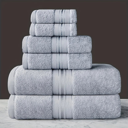 6pcs Cotton Bath Towel Set | 2 Bath Towels, 2 Hand Towels, 2 Washcloths | Soft, Moisture - Absorbing | Bathroom Supplies. - Blu Lotus Boutique