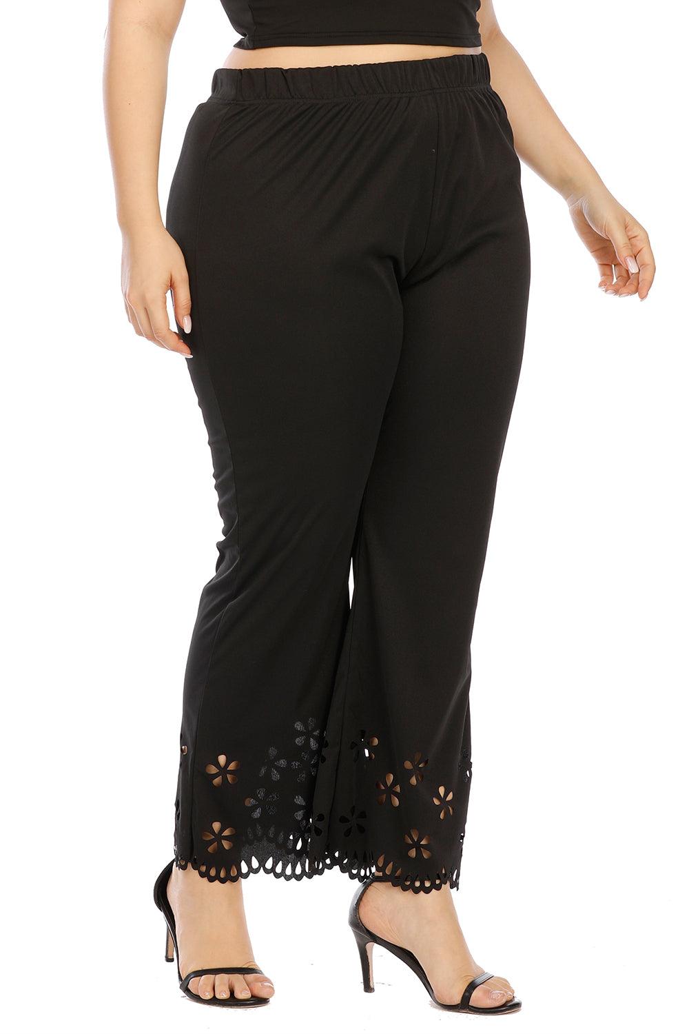 Plus Size Openwork Detail Pants - Blu Lotus Boutique