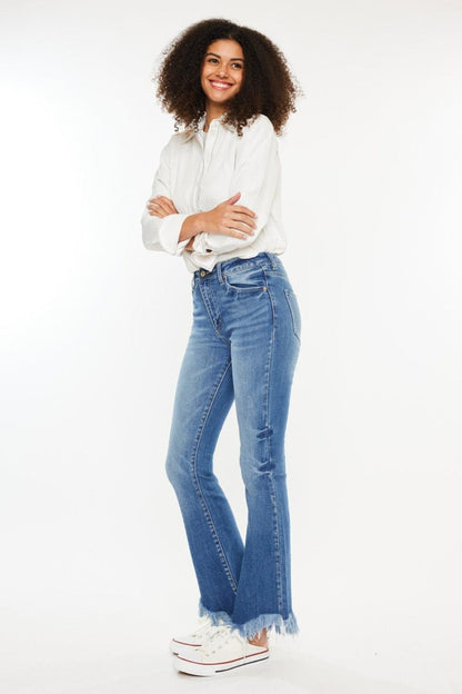 Kancan High Rise Frayed Hem Jeans - Blu Lotus Boutique