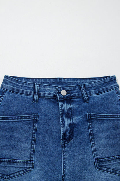 Frayed Hem Cropped Straight Leg Jeans