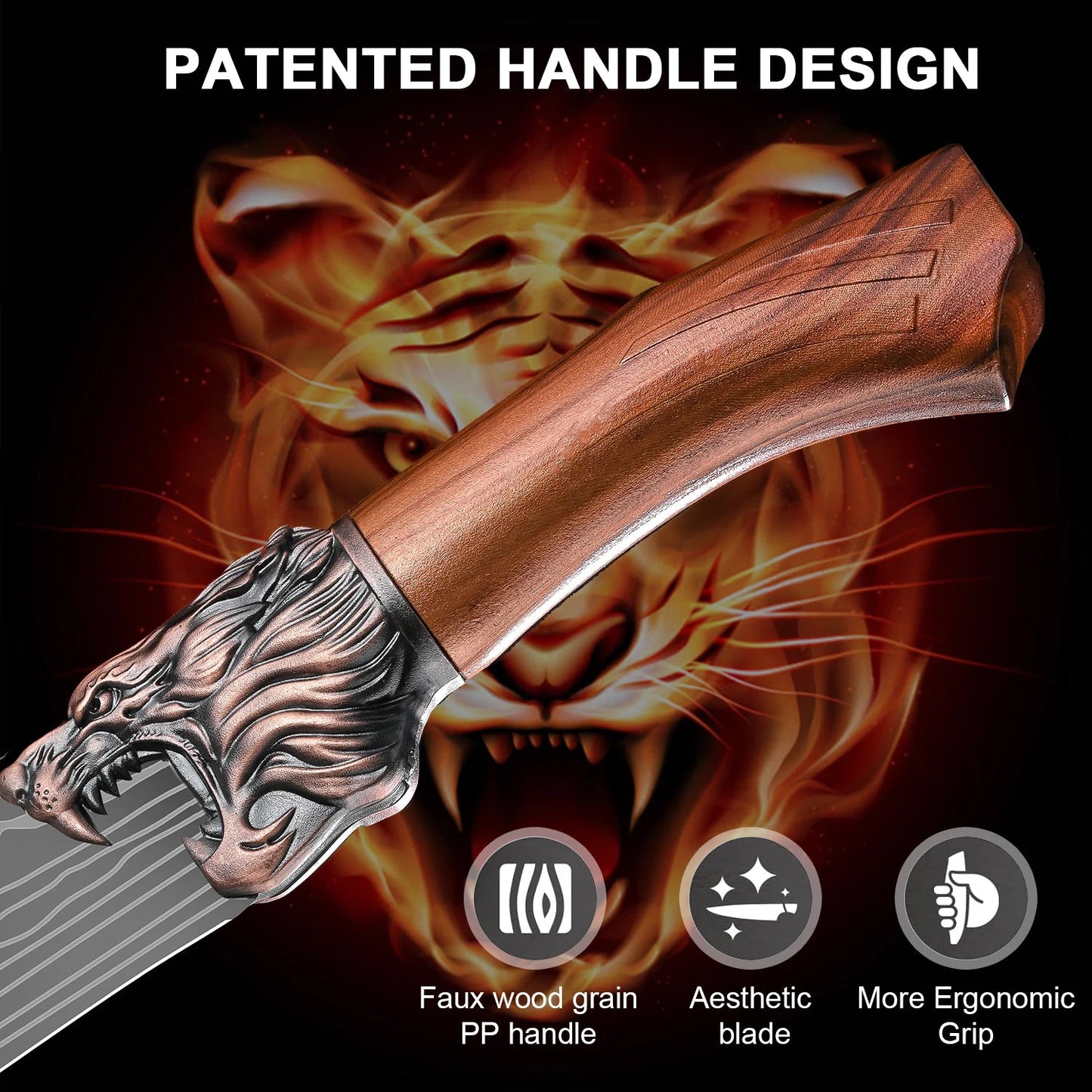 8 - Piece Set of Professional Hand - Forged Kitchen Chef Knives + Knife Holder Multi - Purpose Knife, Bone Removal KnifeKitchen ScissorsUltra - Sharp Bone ScissorsFish Knife and Butcher Knife Suitable for Cooking and Cutting - Blu Lotus Boutique